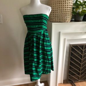Anthropologie Moulinette Soeurs Kelly Green & Navy Stripe Strapless Dress - 8
